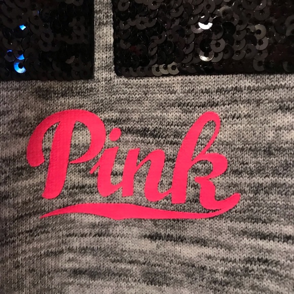 VS Pink sequin LA Palm Tree racing stripe sweatshirt rare - Picture 5 of 6